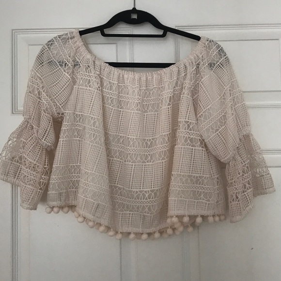 Tularosa Cropped Off The Shoulder Lace Top - Picture 3 of 4